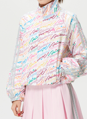 阿迪达斯adidas外套女装2026春新款运动服跑步彩色涂鸦夹克KS0031