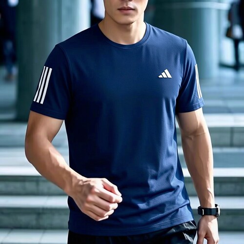 阿迪达斯短袖男装2026秋季新款运动服跑步透气蓝色速干T恤IN1502