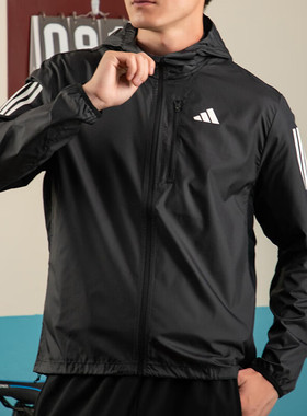 阿迪达斯防风衣外套男子2025秋款户外跑步运动服梭织夹克IN1483