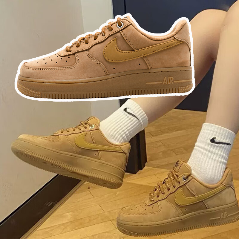 NIKE耐克女鞋AF1小麦色空军一号25新款复古板鞋运动鞋FZ7372-200