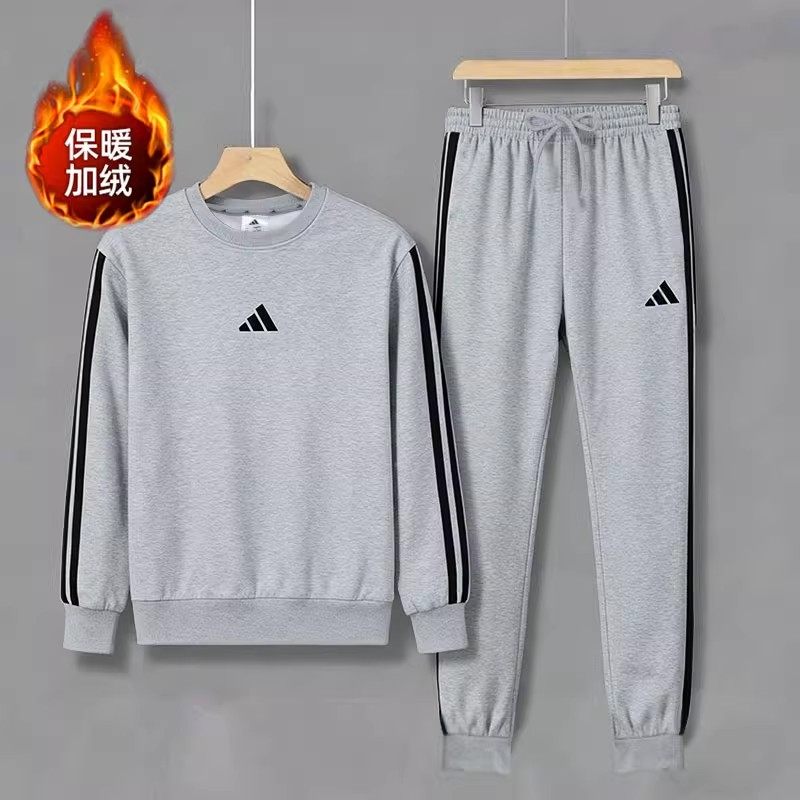 阿迪达斯圆领灰色卫衣束脚长裤子男装25新款秋冬加绒保暖运动套装,运动服/休闲服装,运动套装,淘宝优惠券,粉丝福利购,淘宝优惠卷