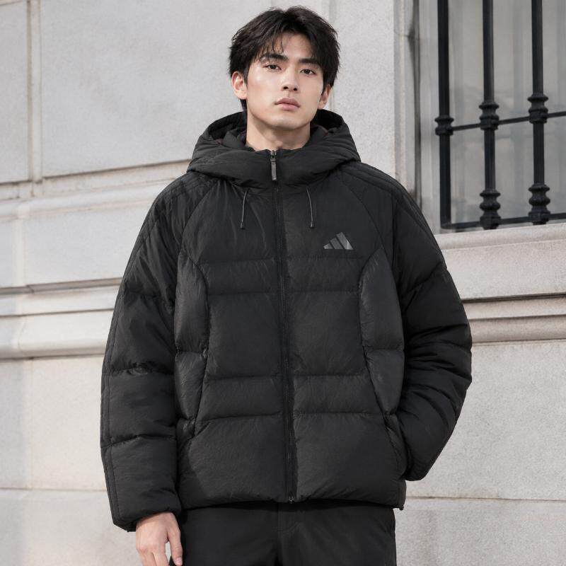 Adidas阿迪达斯男装羽绒服冬季新款黑色保暖加厚运动外套KW4687