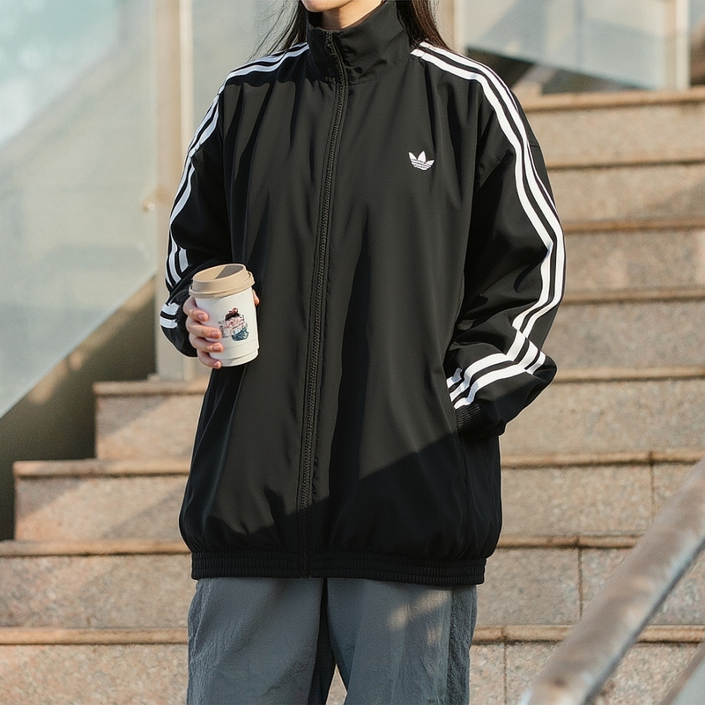 阿迪达斯女装梭织立领夹克外套2026秋季新款跑步健身运动服KD2894图片