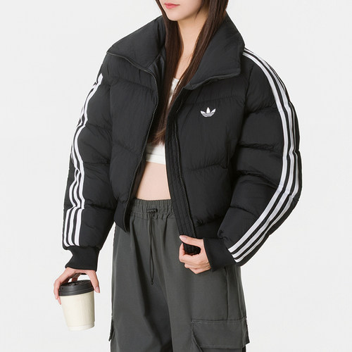 阿迪达斯女装三叶草短款棉服2026秋冬新款保暖运动服厚外套KT4231