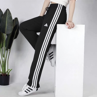 休闲裤 阿迪达斯女裤 JW7182 跑步运动裤 三条纹直筒裤 针织长裤 26新款