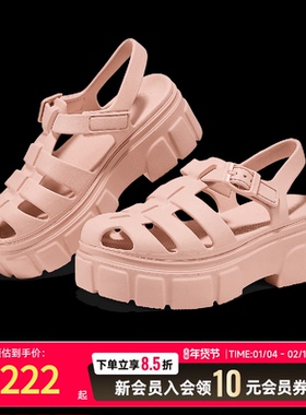 斯凯奇夏季新品女外穿轻质休闲果冻罗马鞋户外时尚高跟凉鞋111617