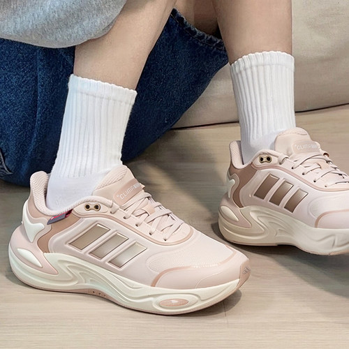 阿迪达斯女鞋粉色跑步鞋2025冬季新款CLIMAWARM暖风运动鞋JQ4092