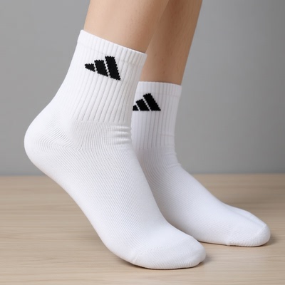 ADIDAS阿迪达斯白色短袜男女袜透气休闲袜三双装跑步运动袜JC9269