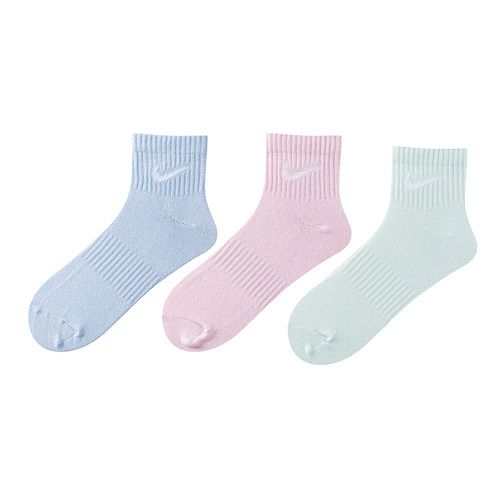NIKE耐克男女运动袜26新款三双装透气跑步休闲袜子中袜SX7677-906
