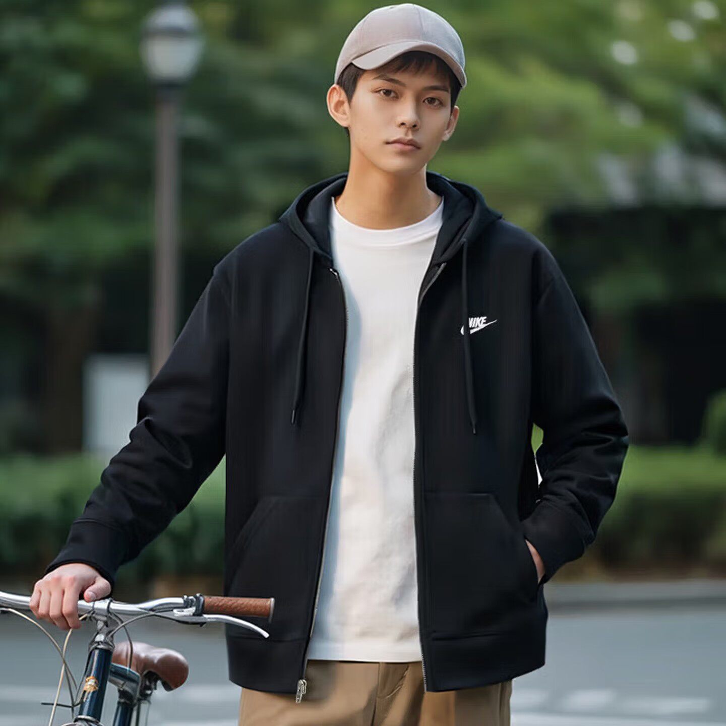 NIKE耐克男装针织外套2026新款连帽休闲跑步健身运动服FN3885-010
