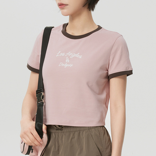 MLB美职棒女装粉色短袖T恤26春夏新款休闲宽松休闲半袖3FTSV0163