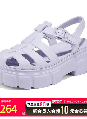 斯凯奇包头凉鞋新款夏季女厚底显高高罗马猪笼鞋时尚休闲鞋111617