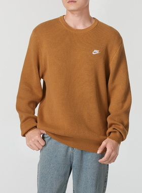 耐克NIKE男装针织毛衣2025冬季新款透气宽松长袖套头衫FQ2913-225