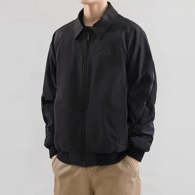 阿迪达斯蛇年新年款加绒飞行员运动休闲宽松翻领夹克外套 JZ4192