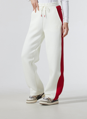 阿迪达斯女裤直筒长裤子2025春新款白色运动裤休闲裤阔腿裤JZ1650