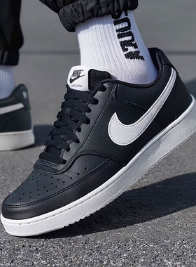 NIKE耐克男鞋COURT VISION黑色复古皮面运动鞋休闲板鞋DH2987-001