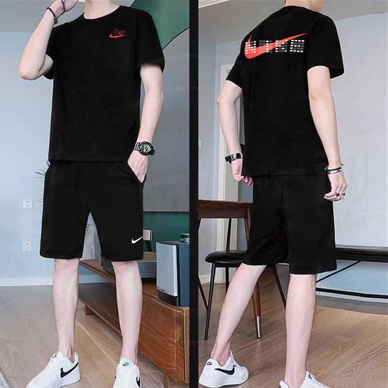 Nike耐克男子黑色圆领休闲T恤短袖短裤两件套学生中高考全对套装,运动服/休闲服装,运动套装,淘宝优惠券,粉丝福利购,淘宝优惠卷