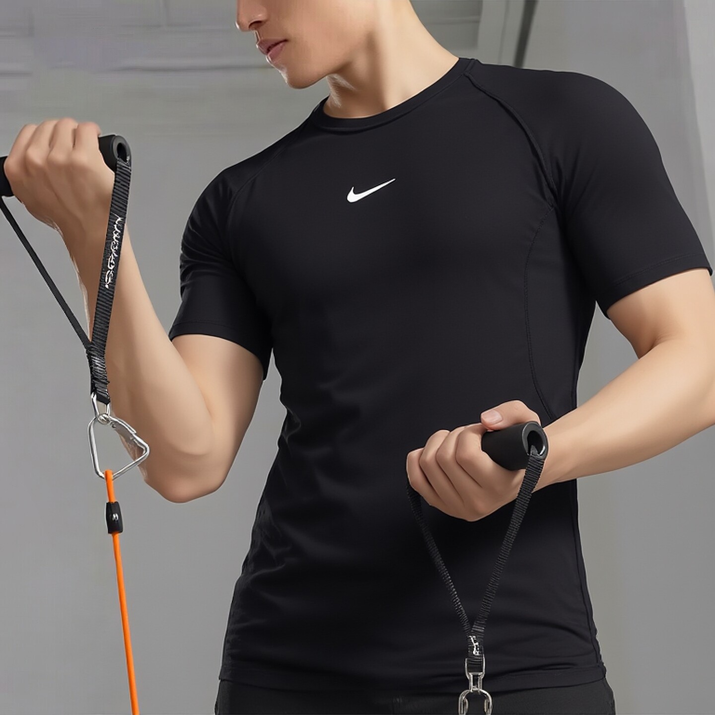 耐克NIKE紧身训练服男运动服夏新款t恤导汗罗纹领口健身跑步短袖