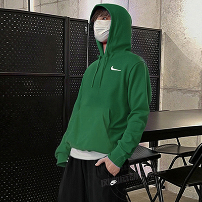 NIKE耐克男装绿色连帽卫衣26新款套头衫宽松长袖运动服HF1177-341