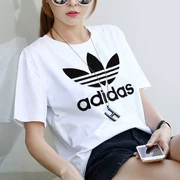 Mẫu giày thể thao nữ Adidas clover 2019 hè mới hàng thủ lĩnh thể thao giản dị áo thun ngắn thoáng khí CV9888 - Áo phông thể thao