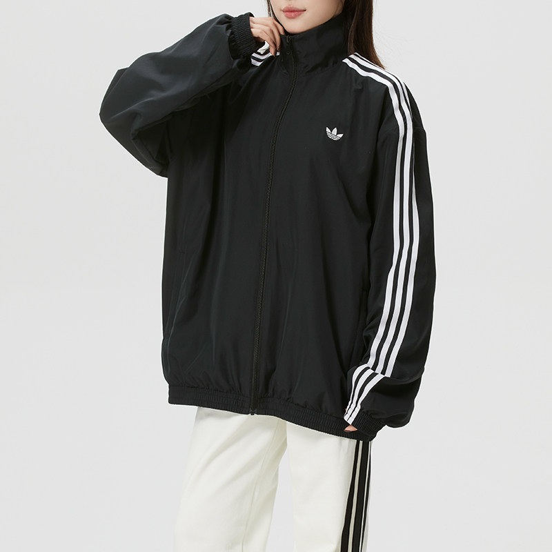 adidas三叶草梭织外套女装26秋季新款跑步立领夹克KD2894图片
