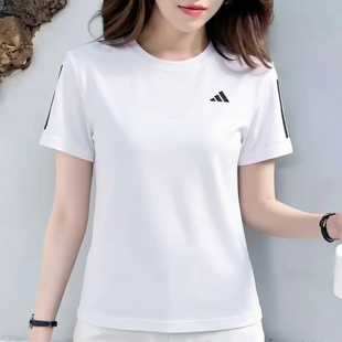 阿迪达斯短袖T恤女装2026夏季新款白色跑步休闲健身运动服KU8746