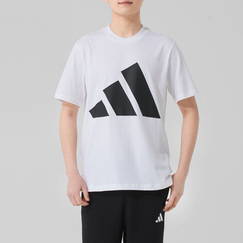 阿迪达斯短袖男装夏季新款大LOGO时尚休闲运动纯T恤 JE8943