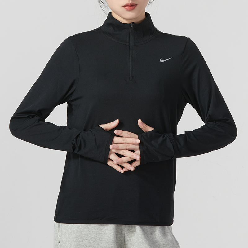 Nike耐克女长袖T恤健身训练服半 拉链运动服跑步套头衫FB4317-010