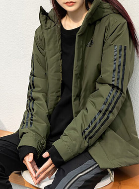 adidas阿迪达斯男子3S HOODED JKT秋舒适保暖休闲简约棉服 IP2535