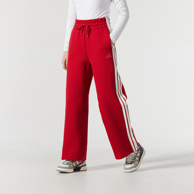 阿迪达斯女裤红色直筒长裤子2025冬季新款运动裤跑步休闲裤JZ1643