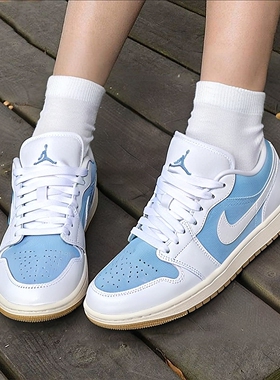 NIKE耐克女鞋休闲鞋25新款Air Jordan 1 Low AJ1蓝白色板鞋HQ2004