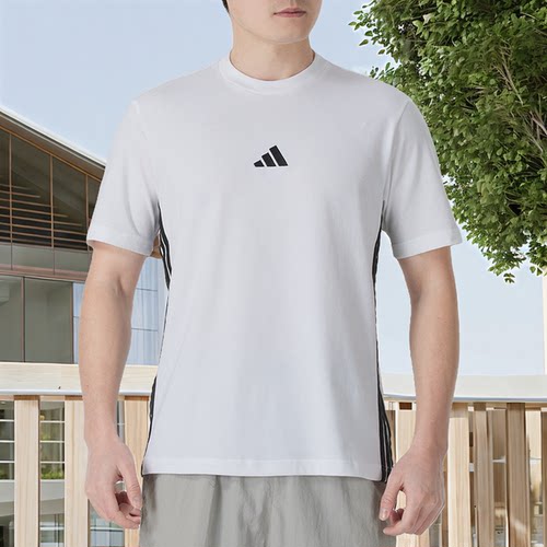 阿迪达斯短袖男装纯棉白色2026夏季运动服休闲透气T恤正品JY8563