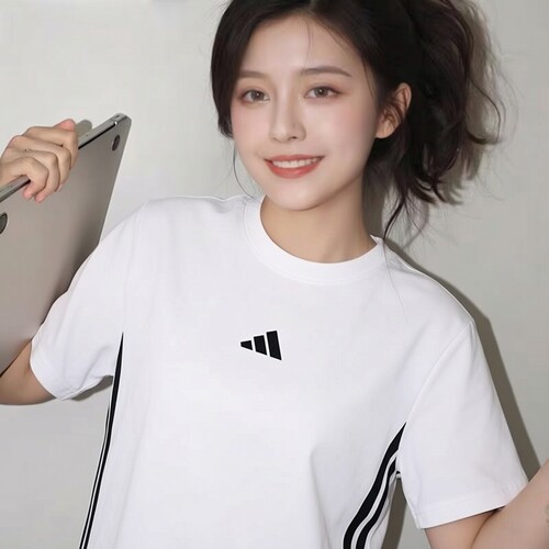阿迪达斯女子圆领休闲T恤短袖透气上衣26新款跑步运动服JD0844
