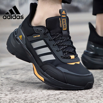阿迪达斯黑色休闲鞋男女鞋冬季新款情侣运动鞋低帮加厚保暖训练鞋