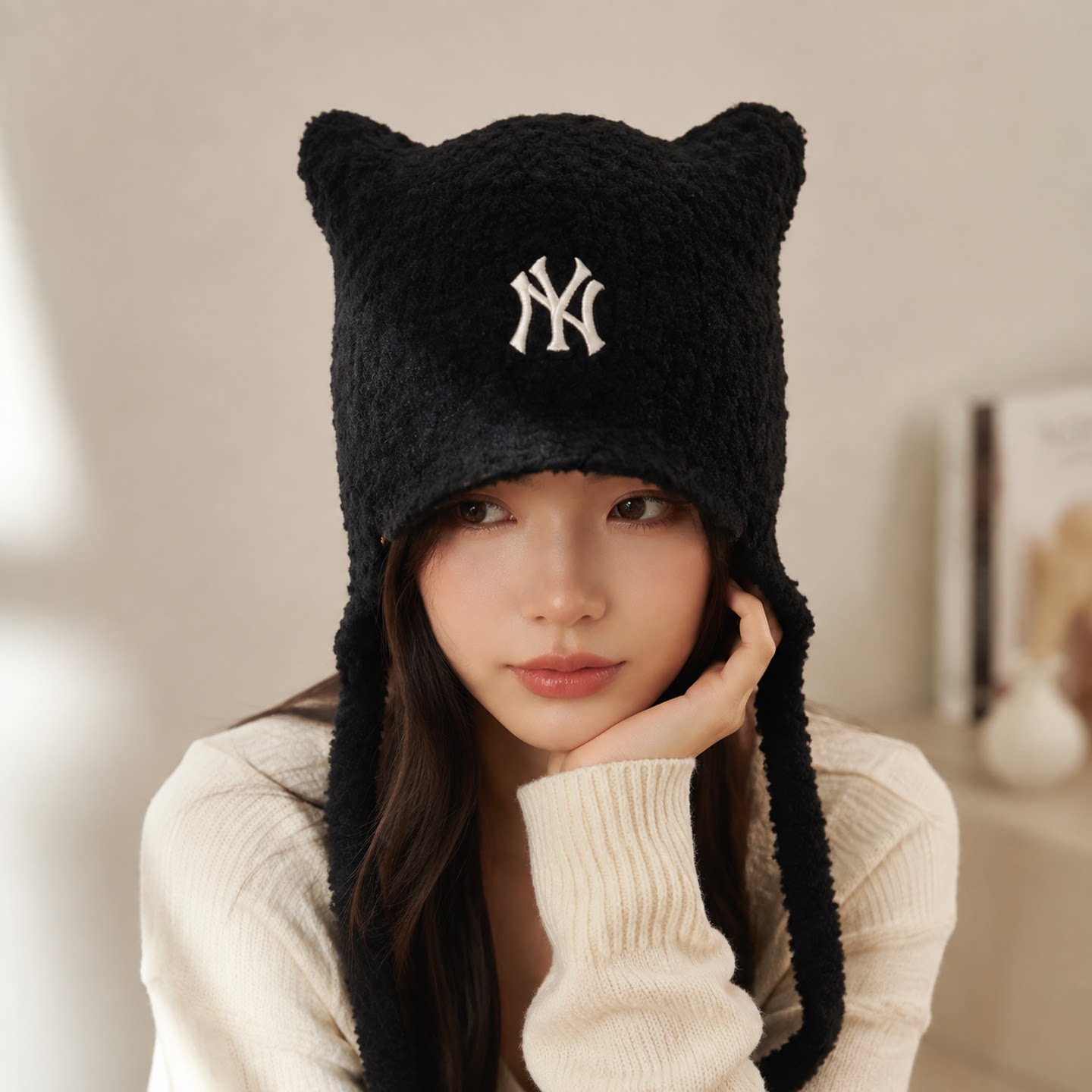 MLB运动生活2026冬季绒线帽男女款护耳保暖简约潮流针织帽子图片