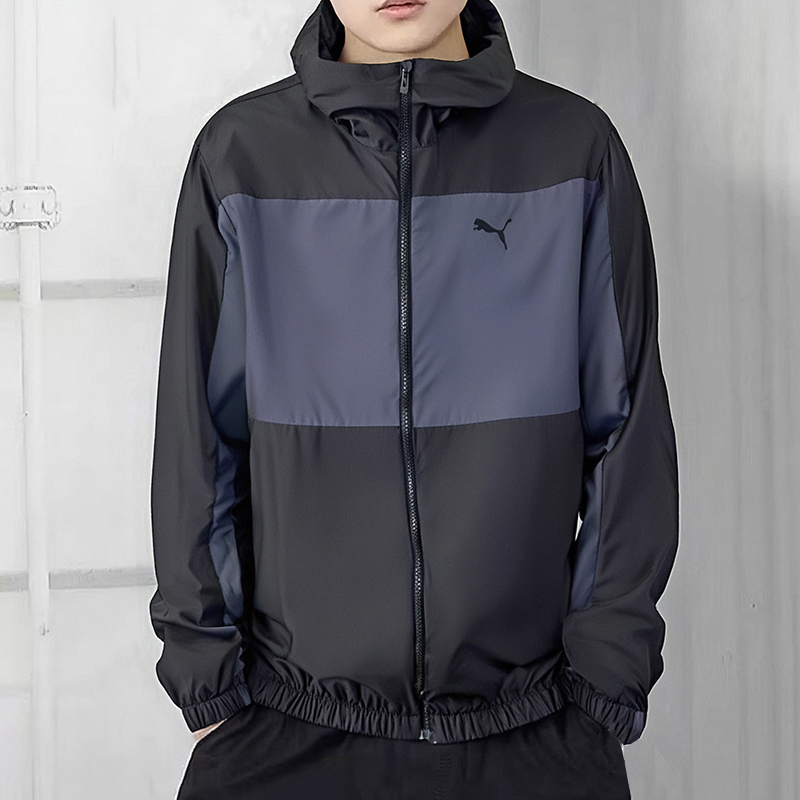 PUMA彪马男装秋装梭织运动服连帽夹克外套跑步休闲风衣684107-01
