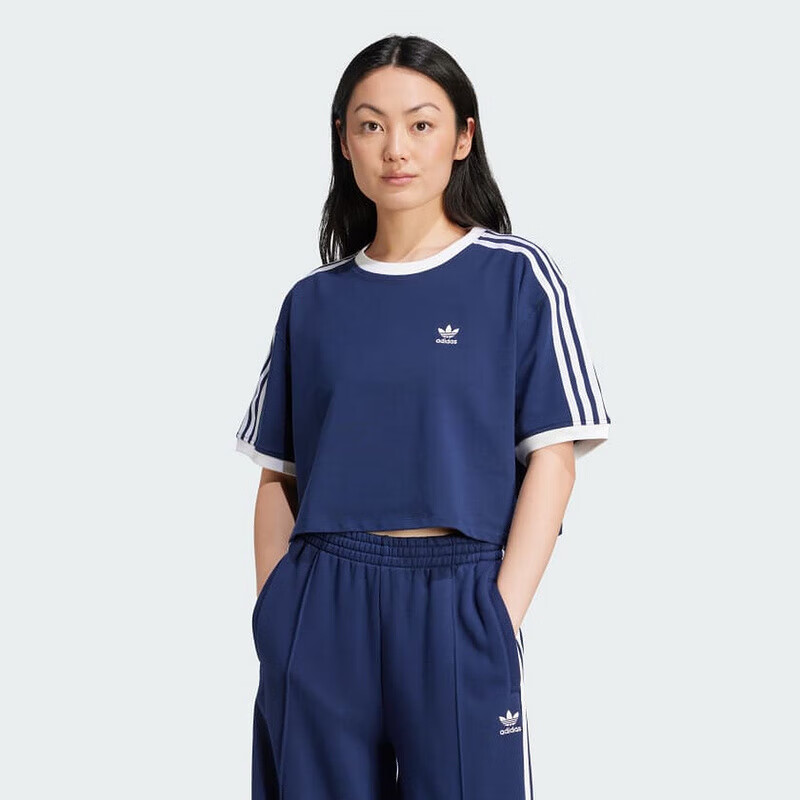 adidas阿迪达斯三叶草女装短款短袖T恤25夏季运动休闲半袖JC8151