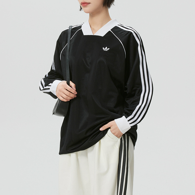 adidas阿迪达斯三叶草女3S JAQUA26新款运动服休闲长袖T恤KD2897