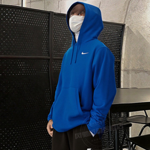 NIKE耐克男装蓝色连帽卫衣26新款套头衫宽松长袖运动服HF1177-493