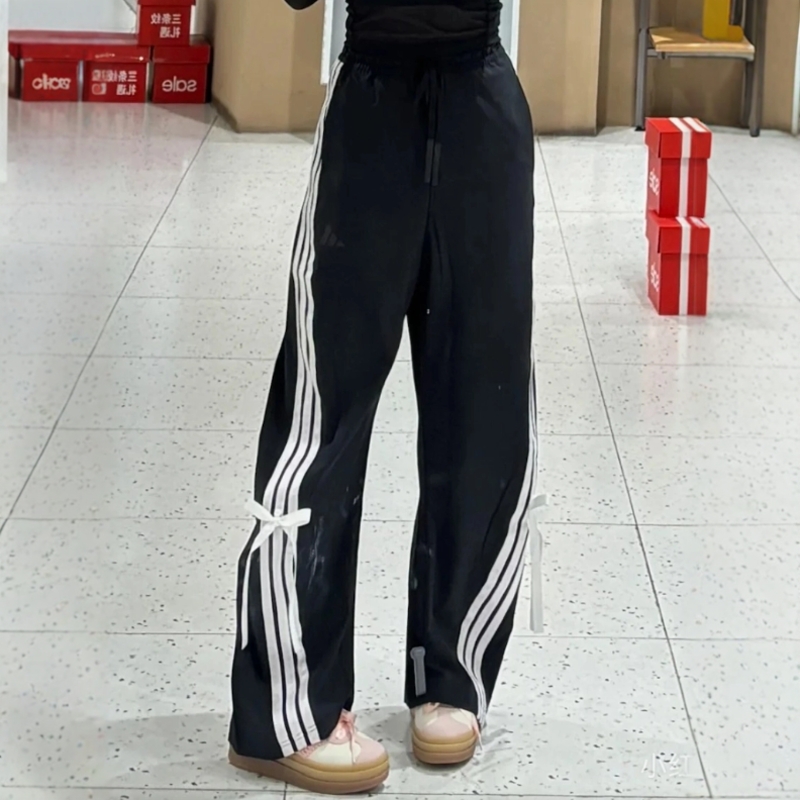阿迪达斯香蕉裤宽松2025春新款女梭织长裤凉感高腰运动休闲JY7666