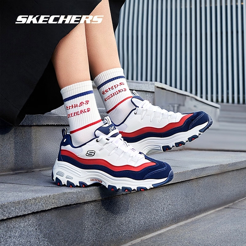 斯凯奇女鞋熊猫鞋2025秋冬季新款厚底老爹鞋低帮休闲鞋复古运动鞋