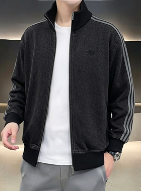 阿迪达斯三叶草男牛仔外套26新款DENIM FB TT立领夹克外套KD1516