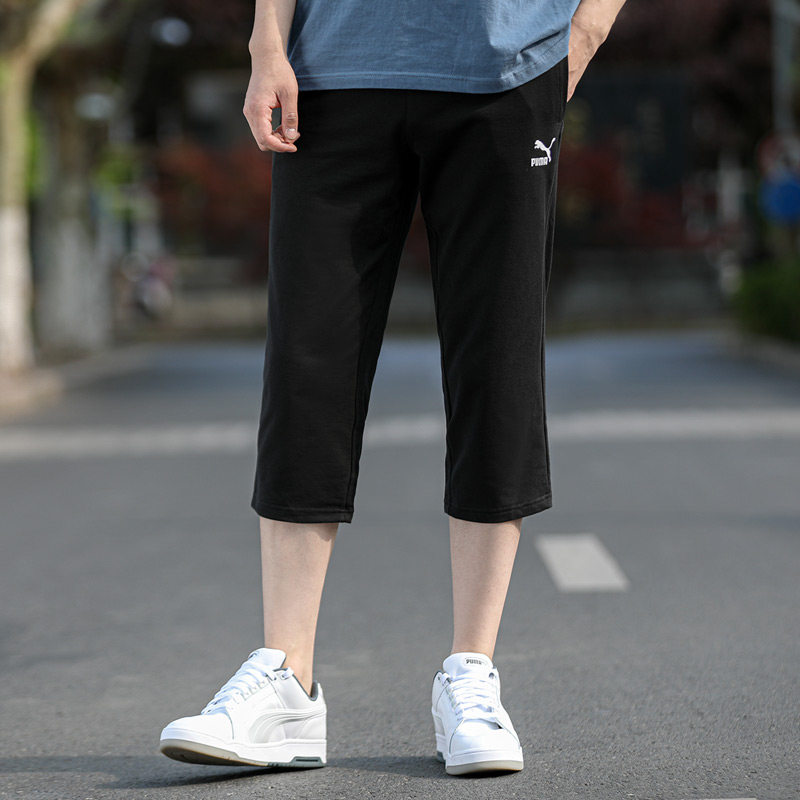 puma彪马短裤男2024新款宽松运动裤休闲裤黑色训练七分裤潮531466