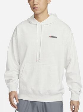 NIKE耐克浅灰色连帽卫衣男装2025冬季运动服宽松套头衫FN3396-025