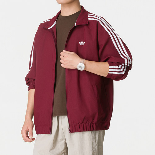 阿迪达斯三叶草梭织夹克外套男装2026秋季新款跑步运动服KS4244