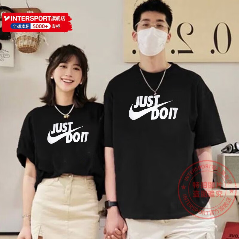 耐克官方男装女装情侣短袖25冬季新款印花运动服圆领体恤全对T恤