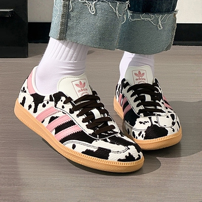 adidas阿迪达斯三叶草奶牛纹T头鞋运动秋中性SAMBA德训板鞋KK2238