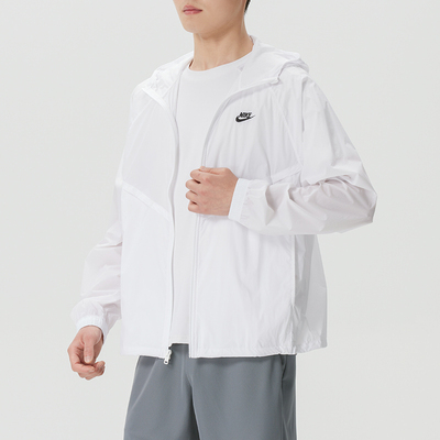 NIKE耐克男装白色梭织夹克外套26春新款跑步连帽运动服IO9628-100