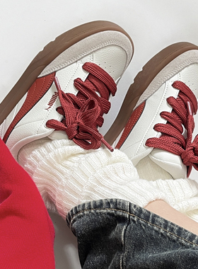 PUMA彪马女鞋厚底红色休闲鞋面包鞋26蛇年新年款低帮滑板鞋397262