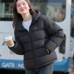 adidas阿迪达斯女子短款羽绒服26冬季面包服连帽保暖厚外套JV6192